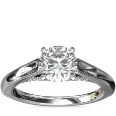 ZAC ZAC POSEN Curved Cathedral Solitaire Engagement Ring with Diamond Bridge Detail in 14k White Gold (1/10 ct. tw.)